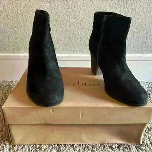 black nubuck Cole Haan Cassidy Boot size 6 1/2. Zip up on the side